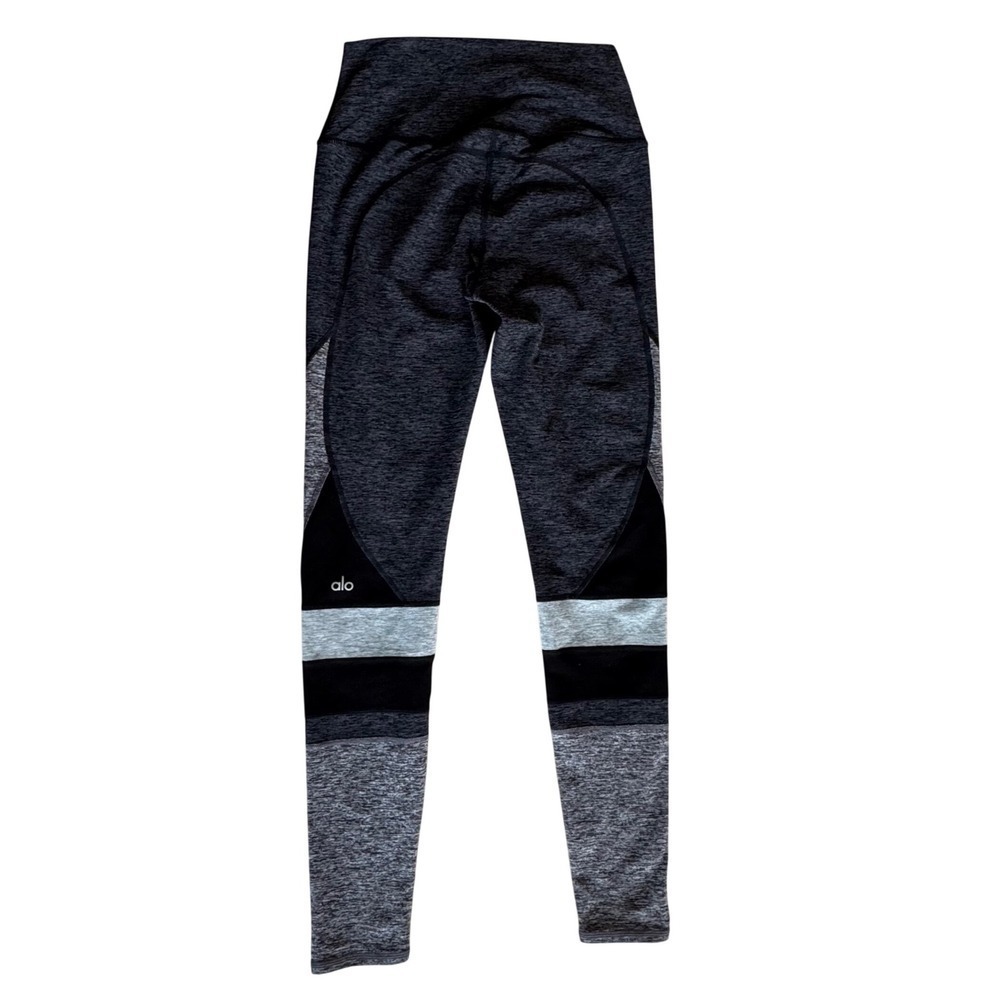 Alo Yoga High Rise Colorblock Leggings Grey Black Heathered Small RN 87370